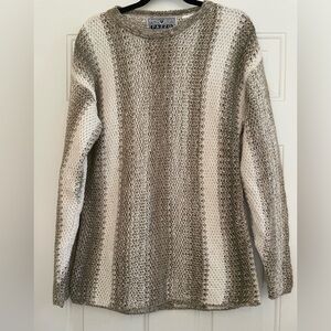 Pazzo Women’s Knit Sweater Beige Gray Striped Long Sleeve Pullover Size M‎